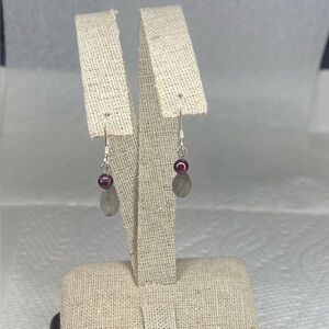 🔥Rare Tourmalinized Quartz & Garnet Earrings – 925  Silver – Artisan Estate